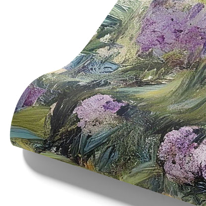 Maßangefertigte Vliestapete mit mediterraner Landschaft und pastellfarbenen Häusern im Esszimmer.