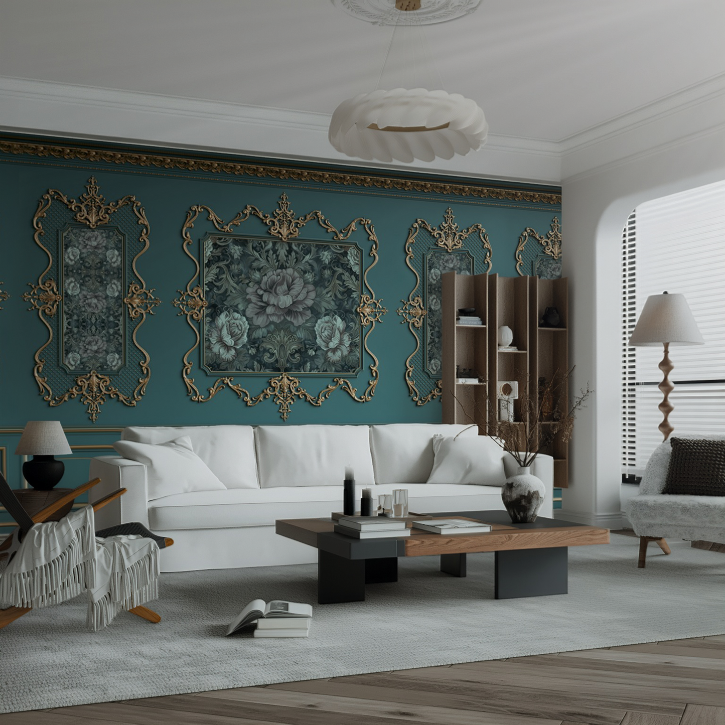 Designtapete Blumen Rahmen