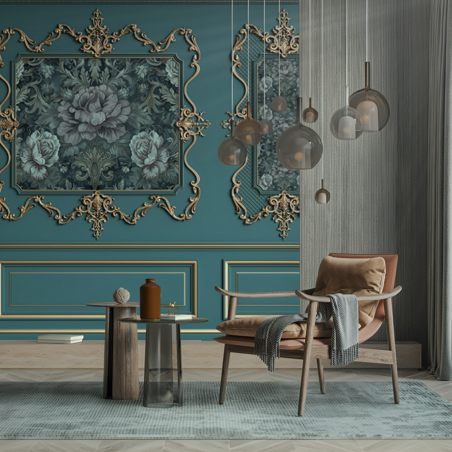 Designtapete Blumen Rahmen