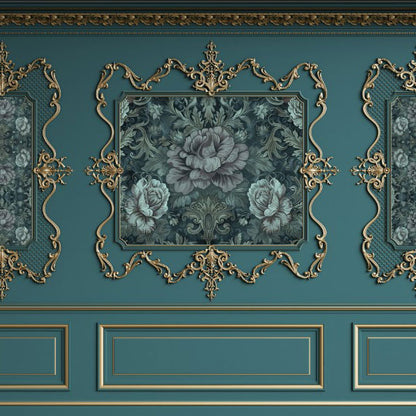 Papier peint design à cadres floraux