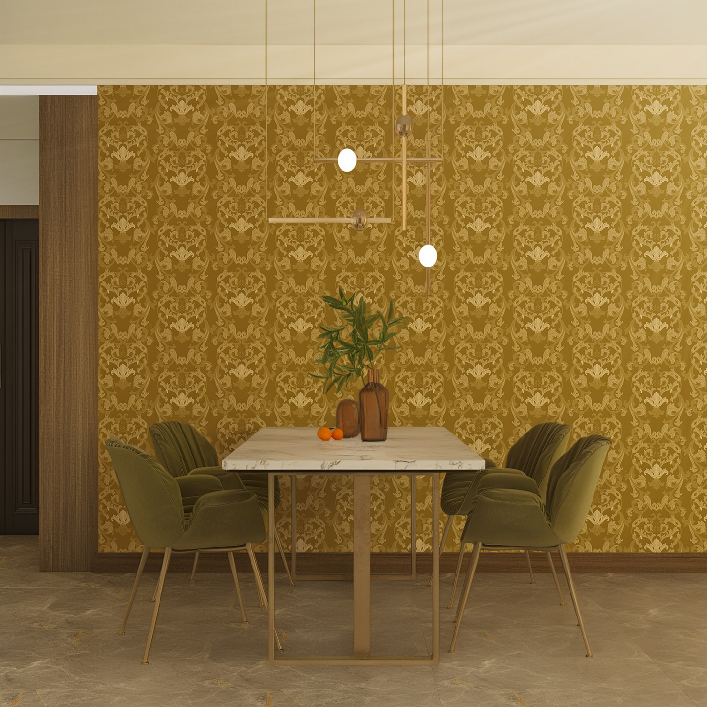 Designtapete Monochrom Ranken