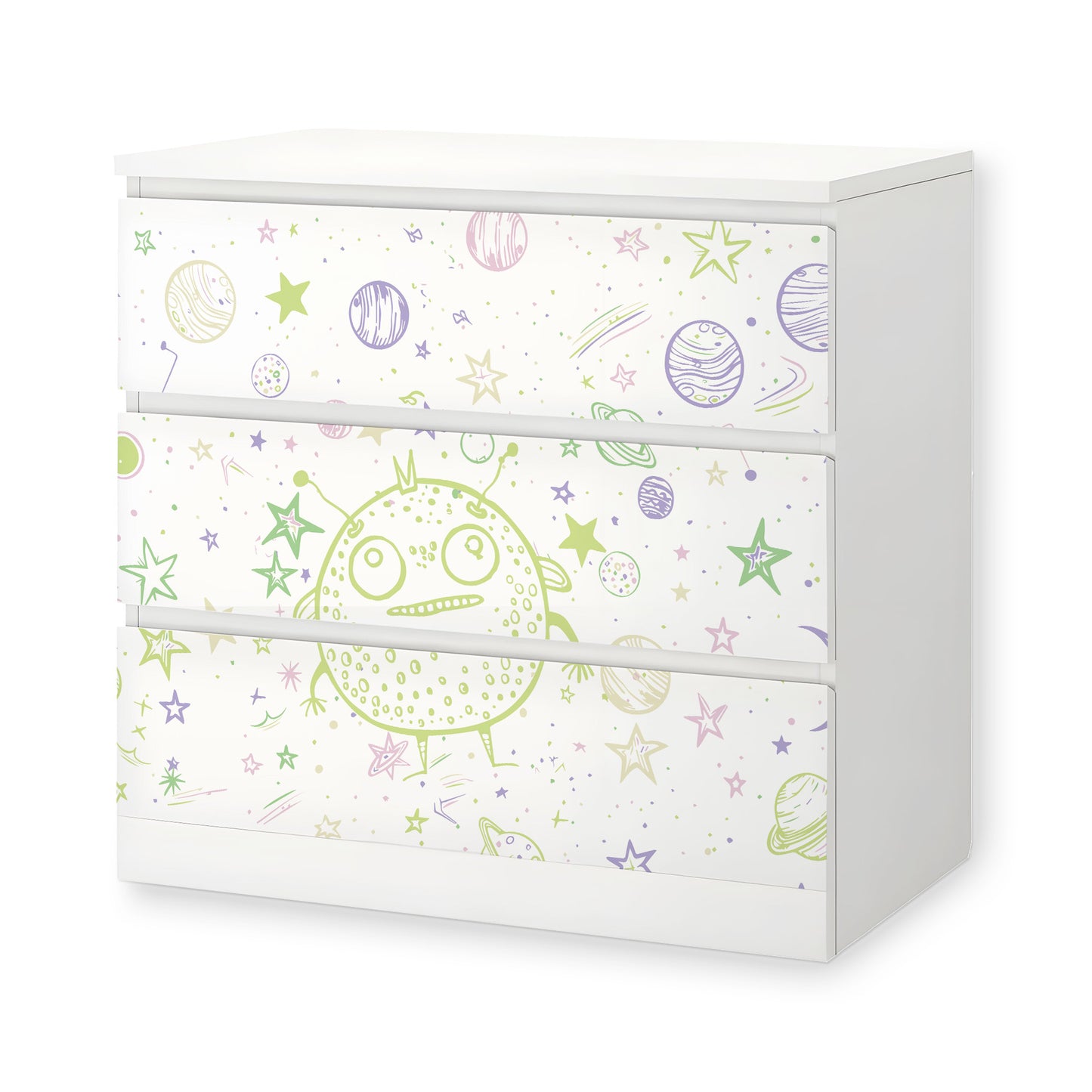 IKEA Malm Möbelfolie Doodle Weltraum
