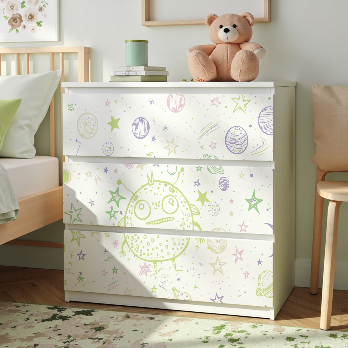 IKEA Malm Möbelfolie Doodle Weltraum