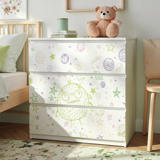 IKEA Malm Möbelfolie Doodle Weltraum