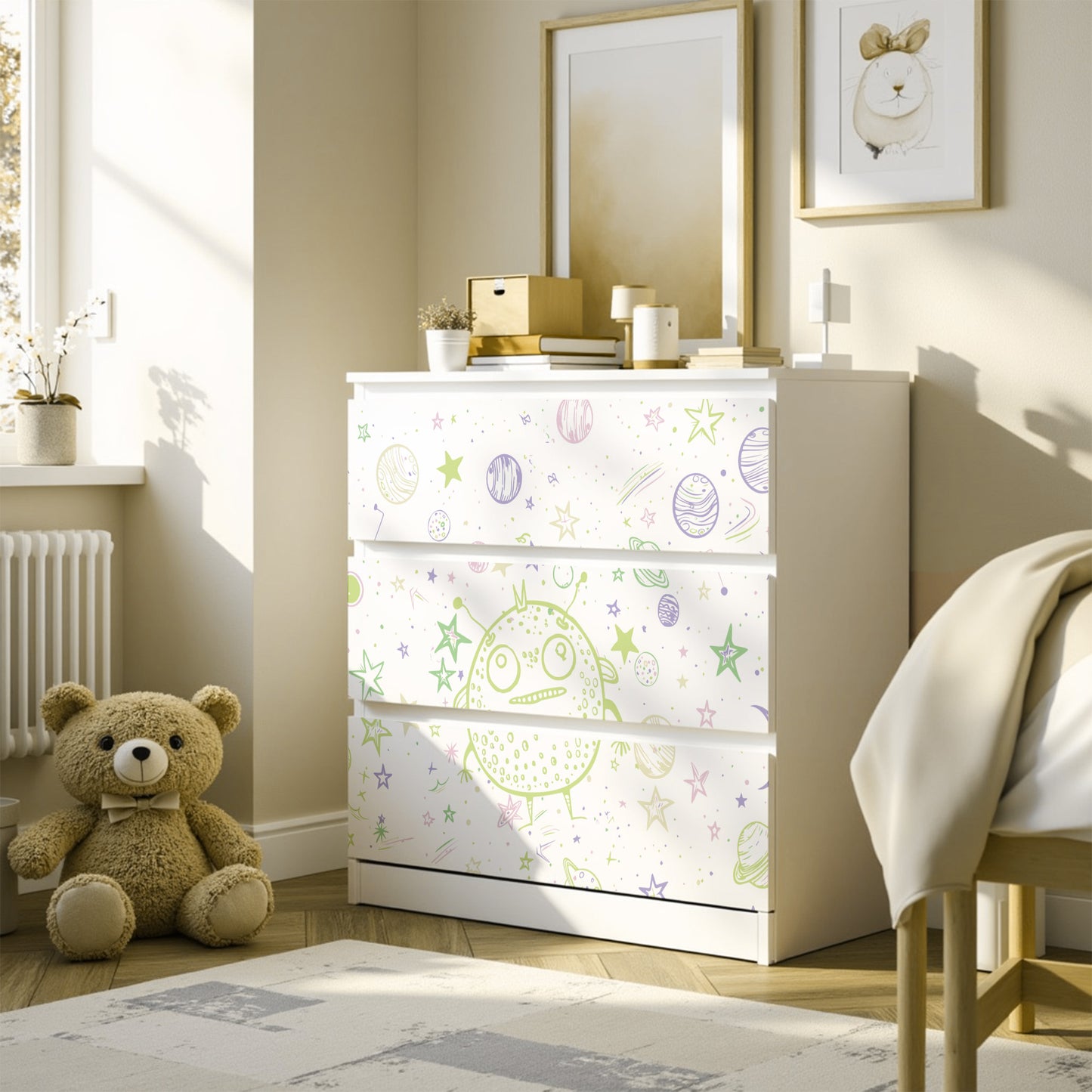 IKEA Malm Möbelfolie Doodle Weltraum