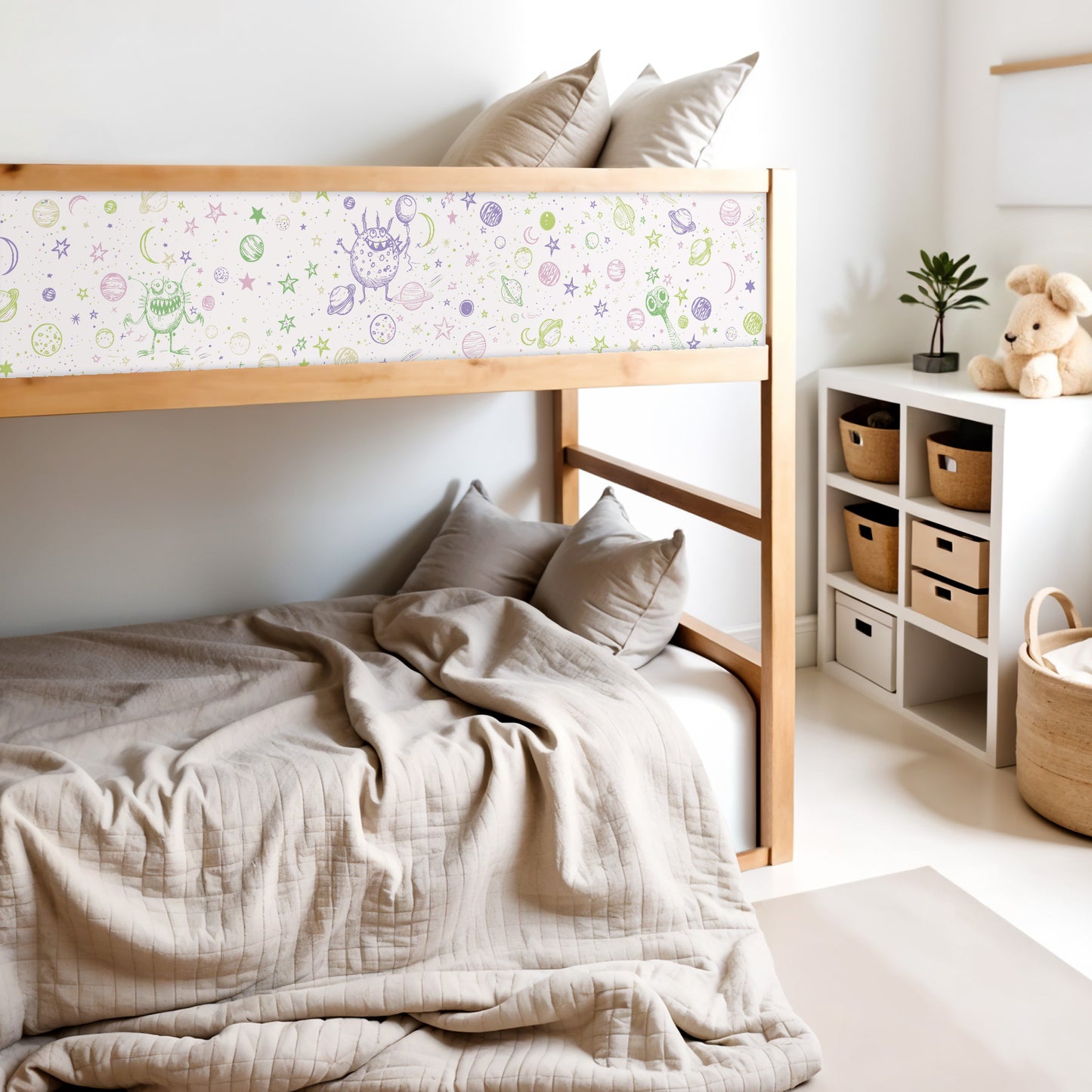 Bettaufkleber Set für IKEA Kura - Doodle Weltraum