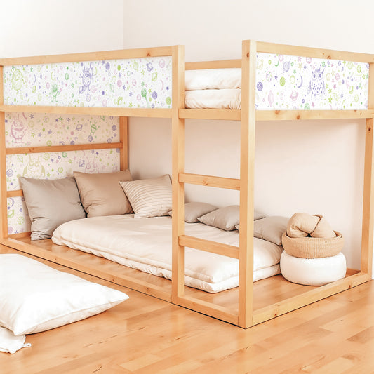 Bettaufkleber Set für IKEA Kura - Doodle Weltraum