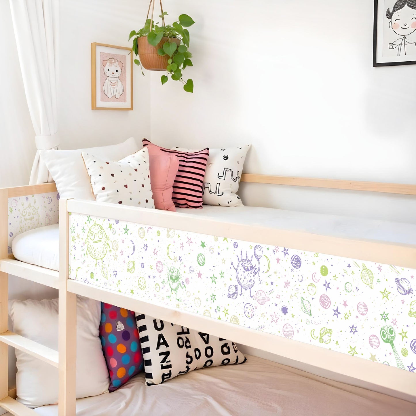 Bettaufkleber Set für IKEA Kura - Doodle Weltraum