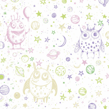Kindertapete Doodle Weltraum