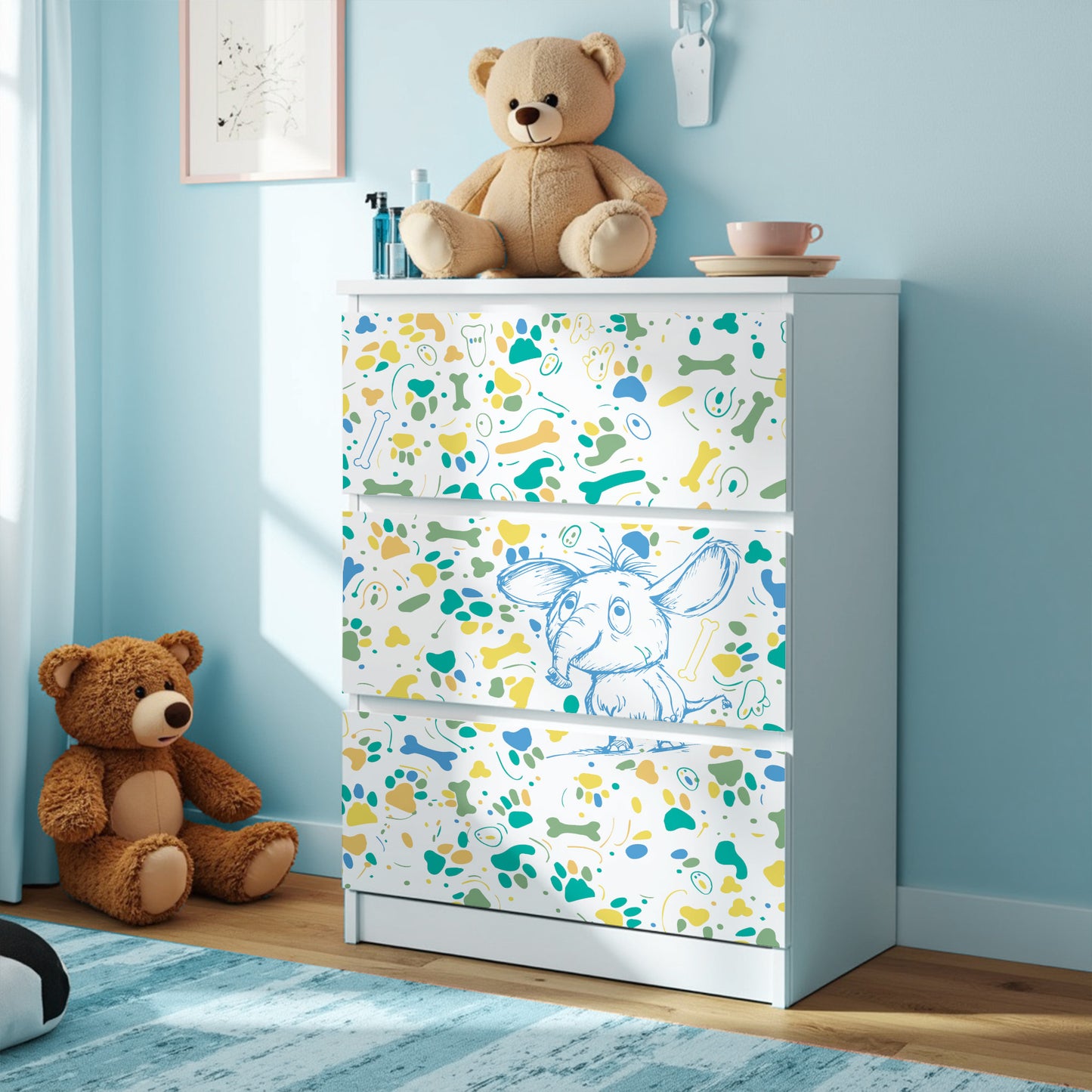 IKEA Malm Möbelfolie Doodle Tiere