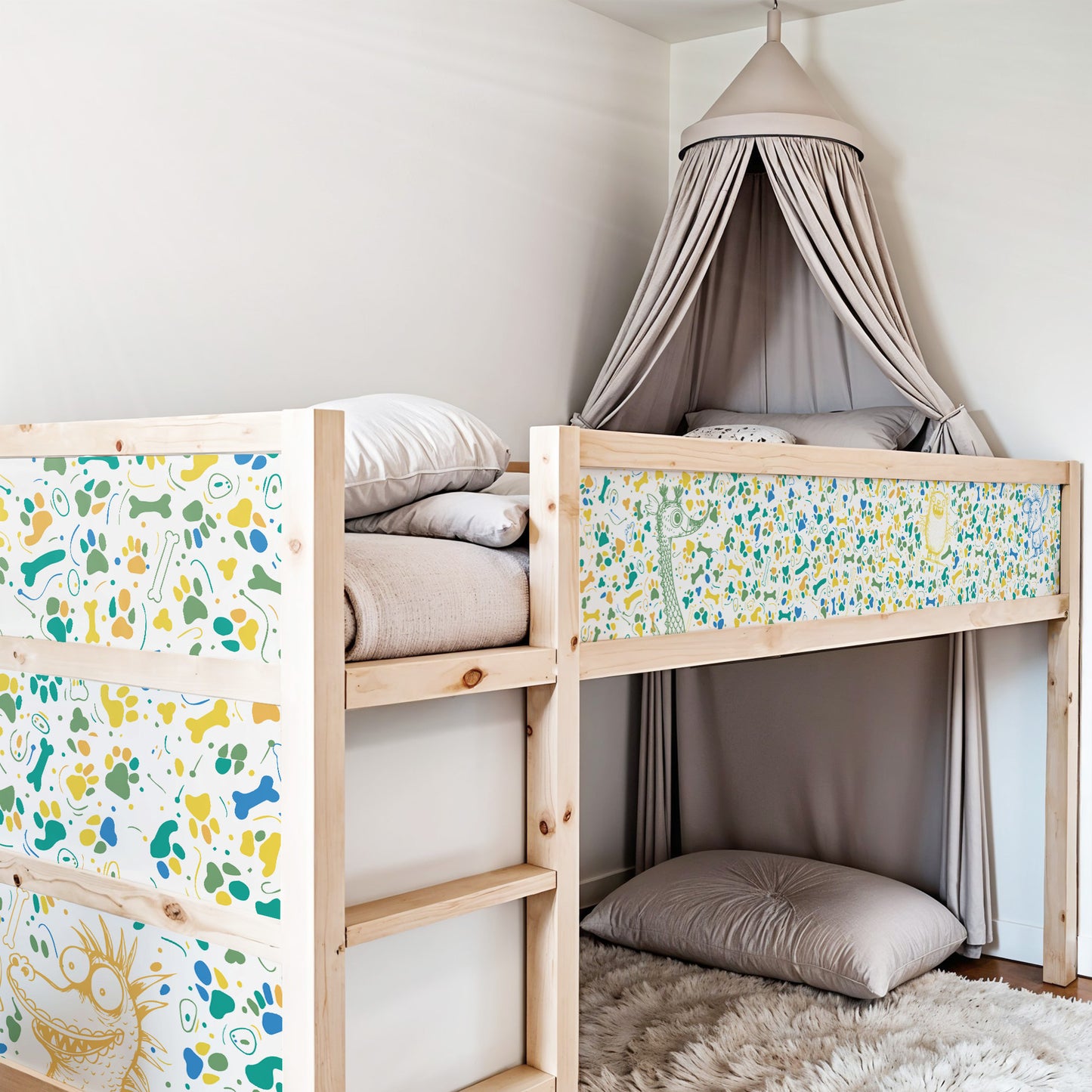 Bettaufkleber Set für IKEA Kura - Doodle Tiere