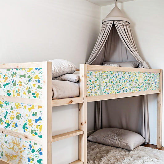 Bettaufkleber Set für IKEA Kura - Doodle Tiere