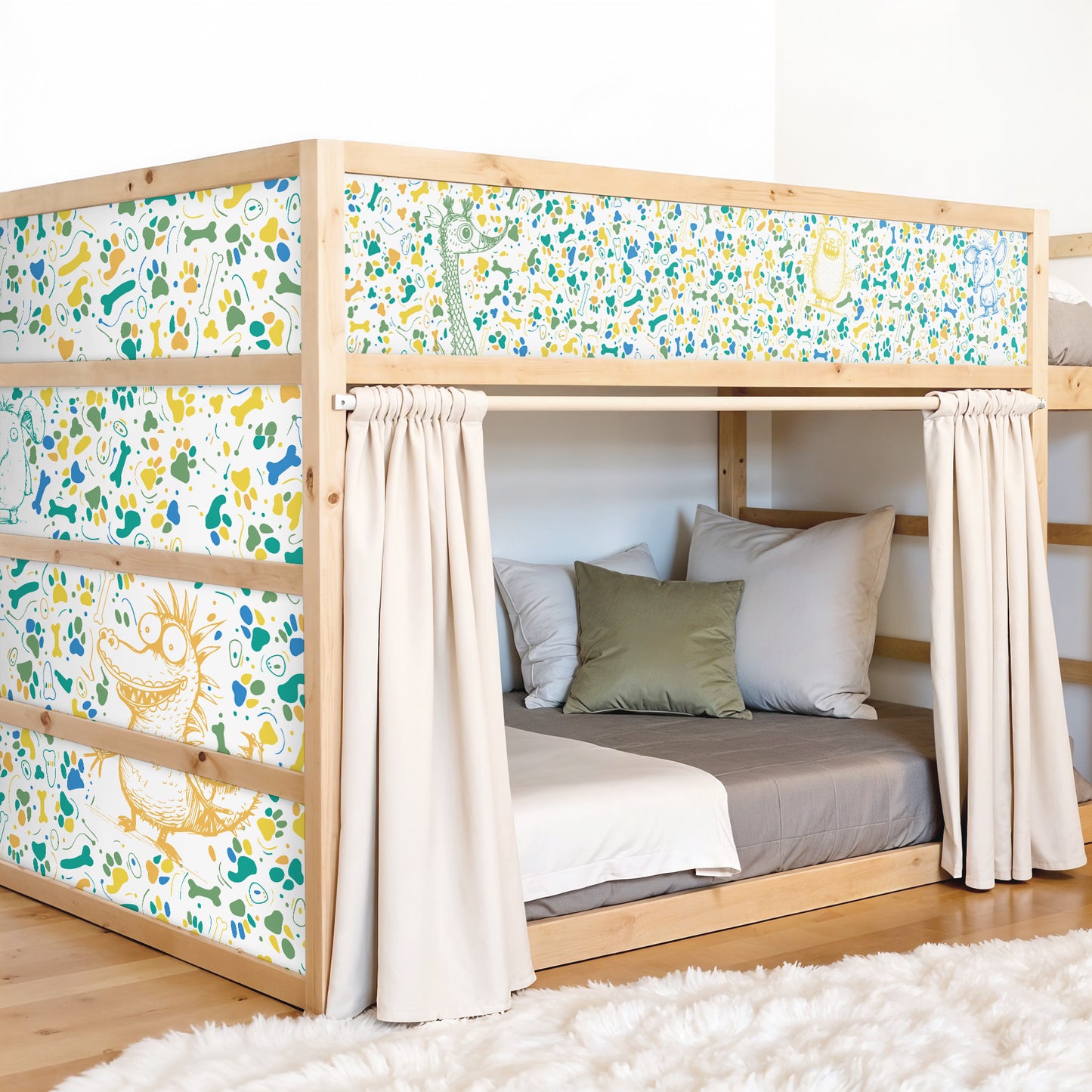 Bettaufkleber Set für IKEA Kura - Doodle Tiere