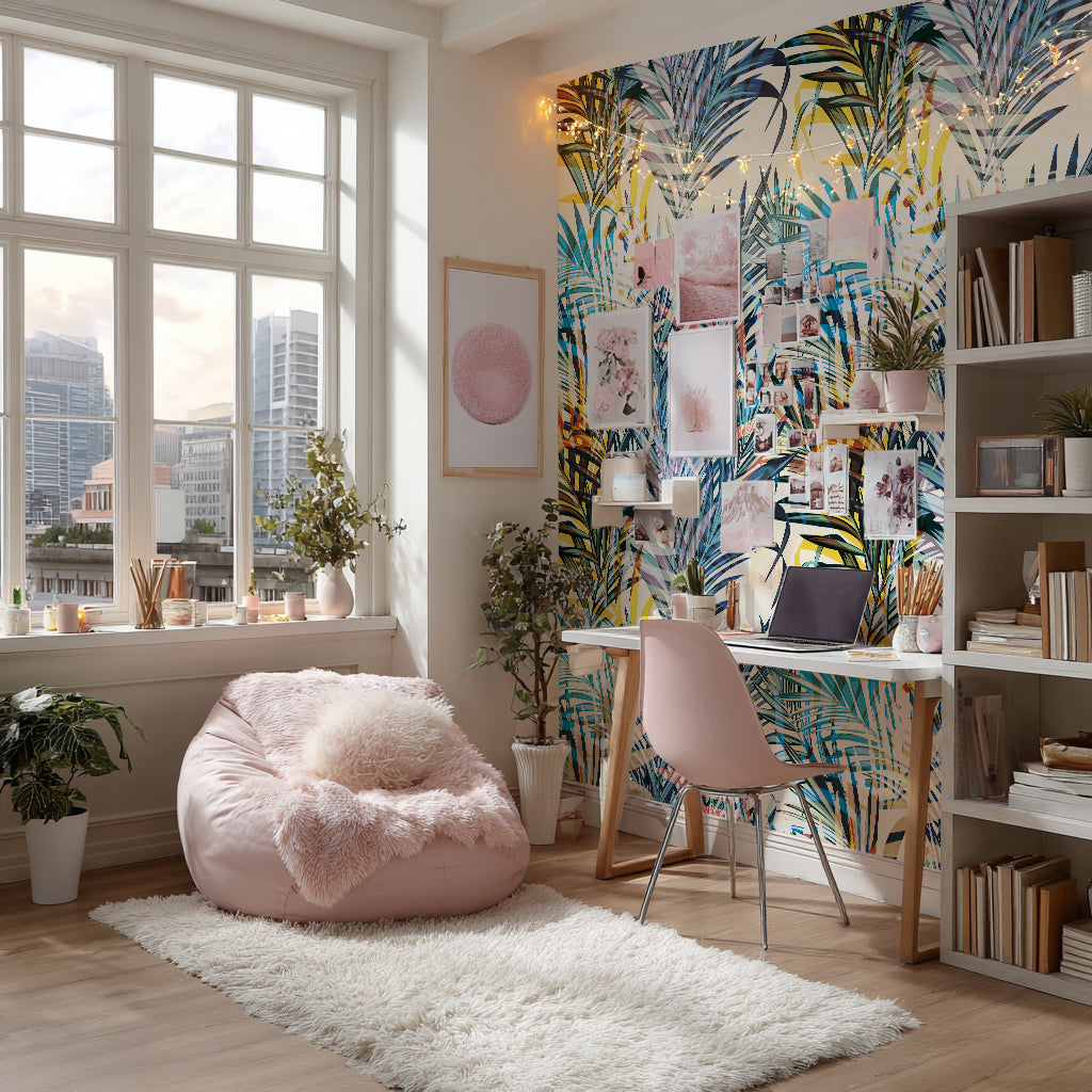 Designtapete Blätter Neon