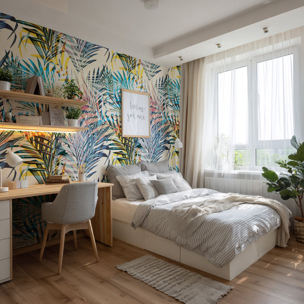 Designtapete Blätter Neon