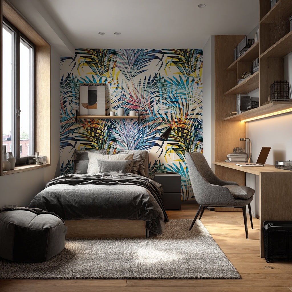 Designtapete Blätter Neon