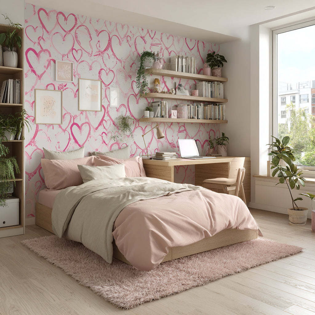 Designtapete Graffiti Herzen