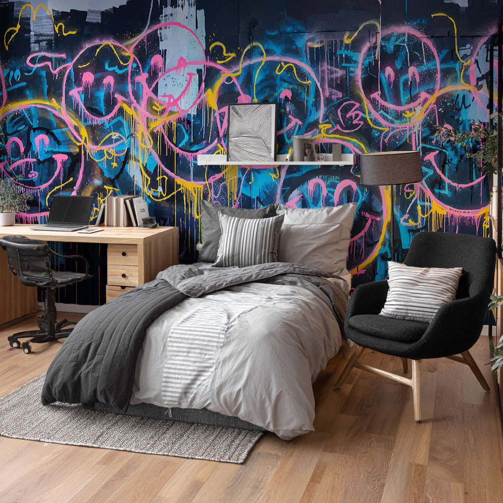 Designtapete Graffiti Smileys