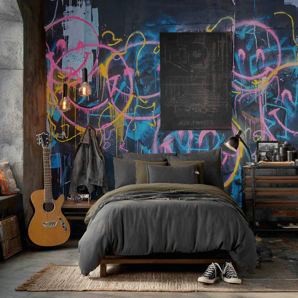 Designtapete Graffiti Smileys