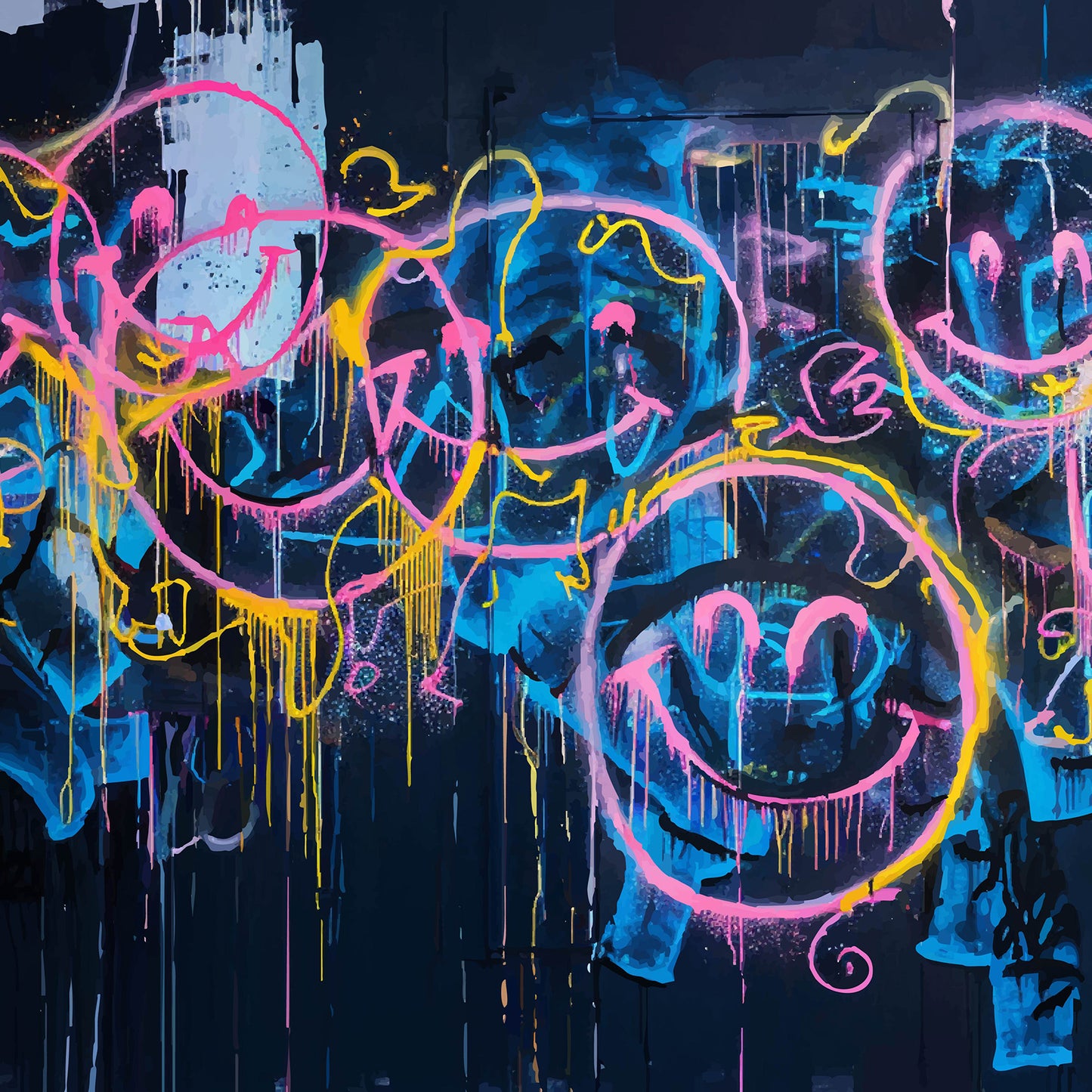 Designtapete Graffiti Smileys