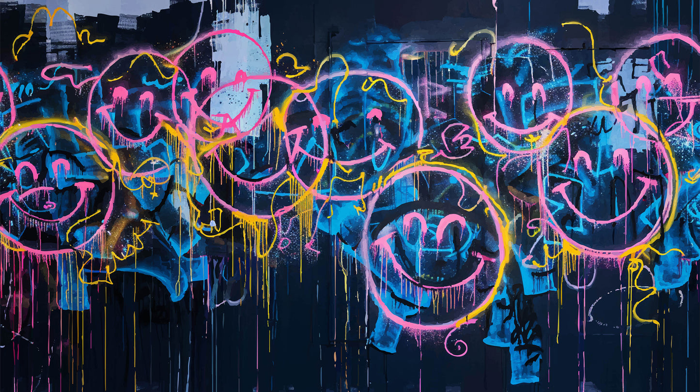 Designtapete Graffiti Smileys