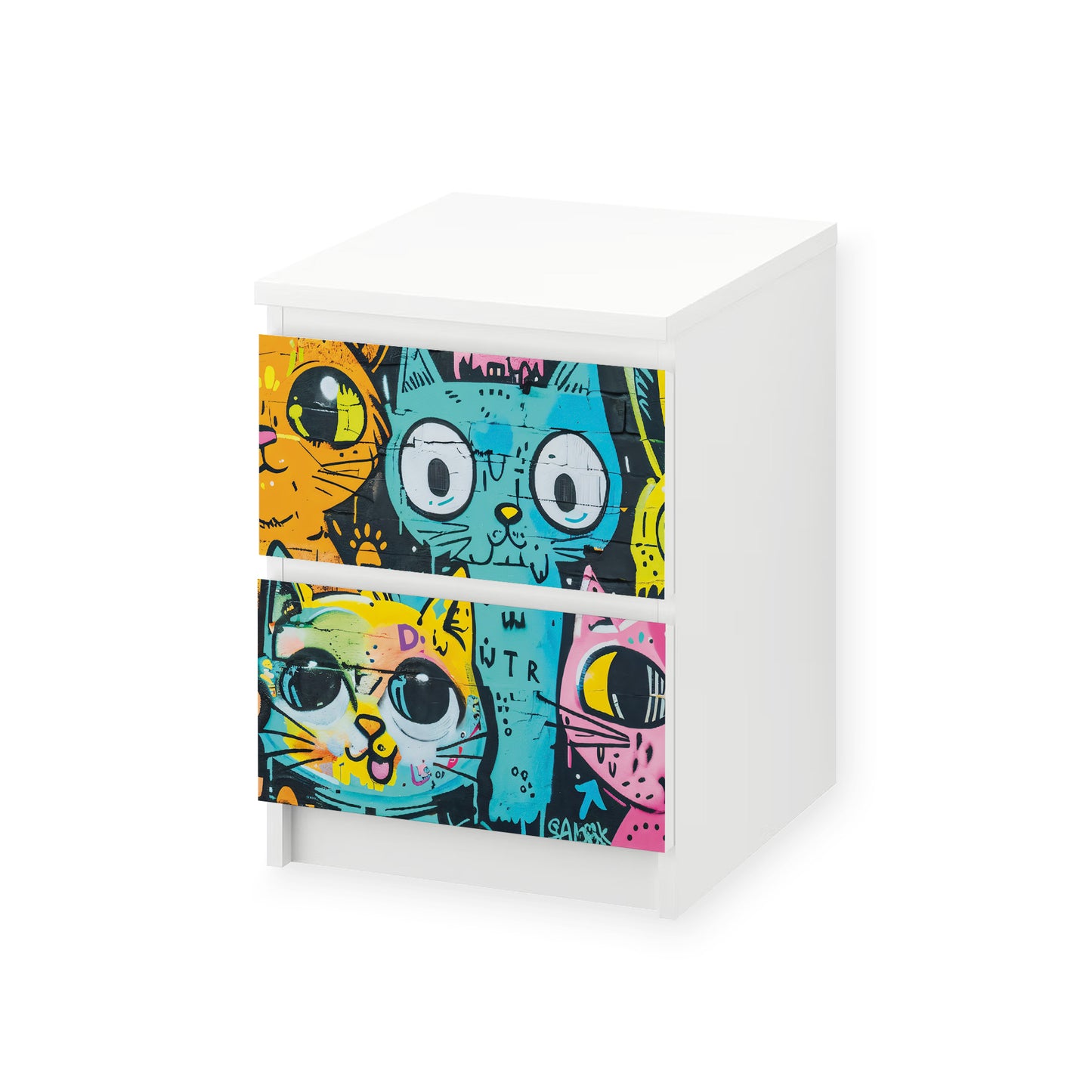 IKEA Malm Möbelfolie Graffiti Katzen