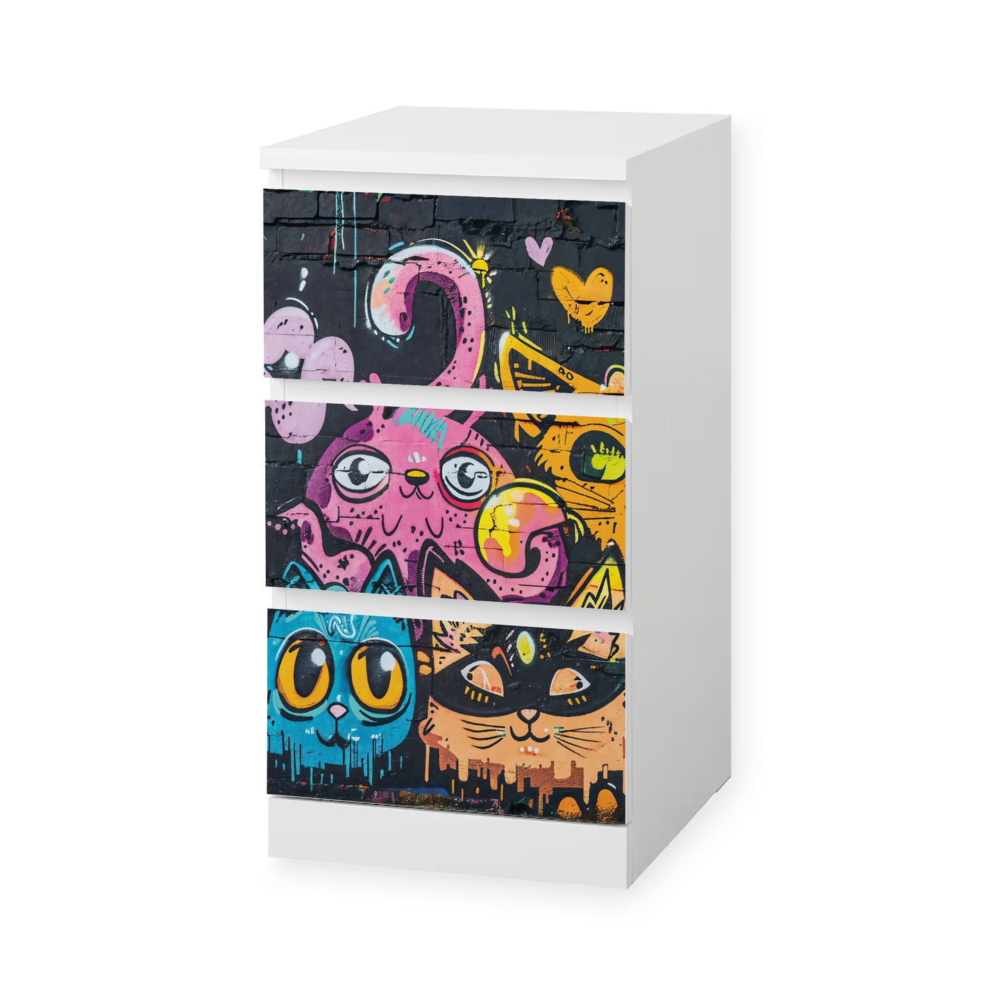 IKEA Malm Möbelfolie Graffiti Katzen
