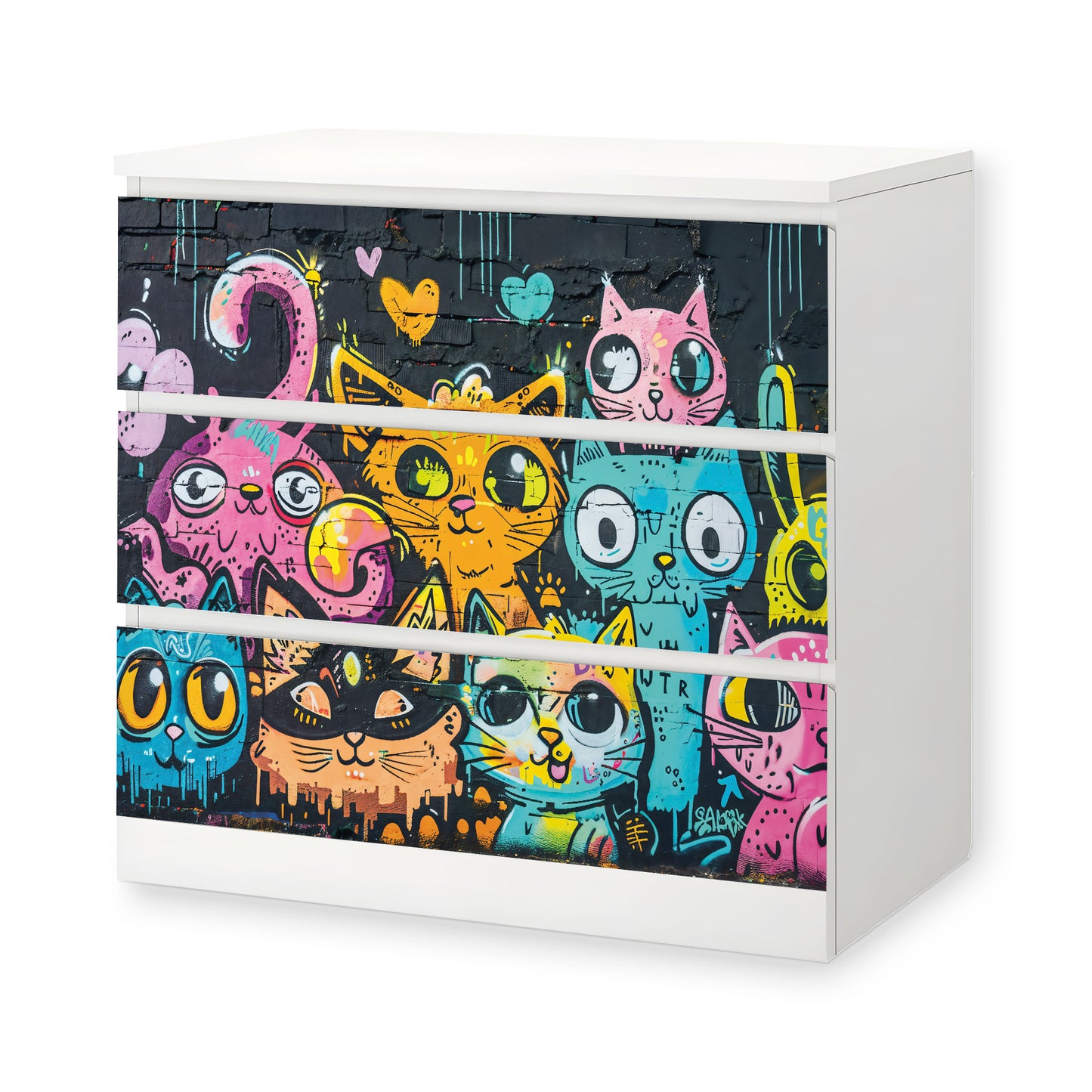 IKEA Malm Möbelfolie Graffiti Katzen