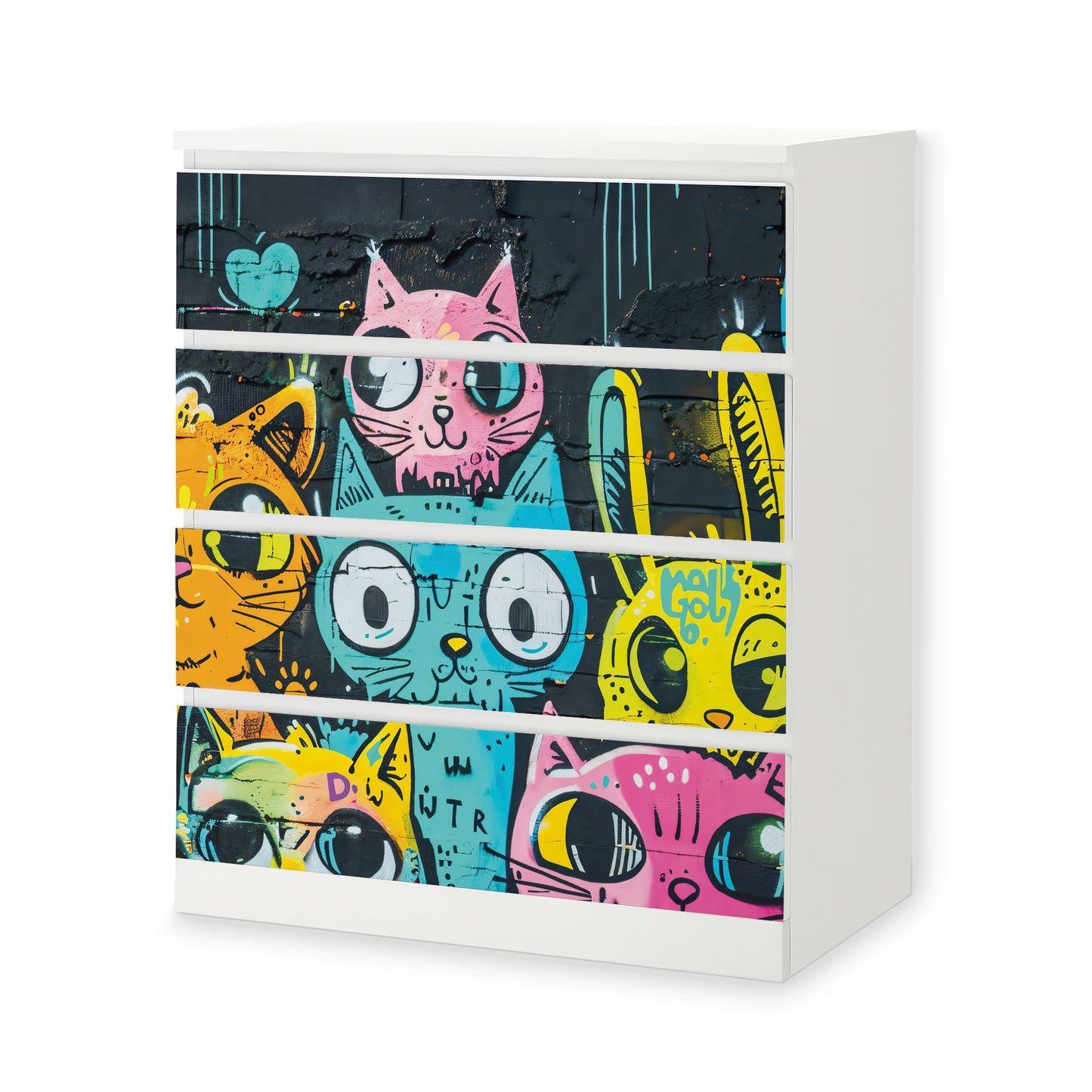IKEA Malm Möbelfolie Graffiti Katzen
