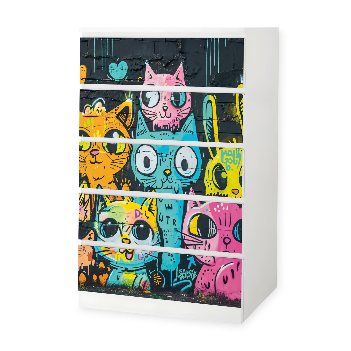 IKEA Malm Möbelfolie Graffiti Katzen