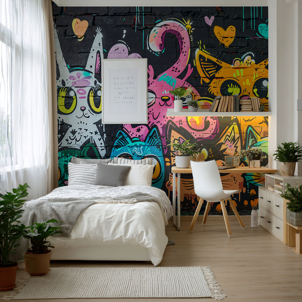 Designtapete Graffiti Katzen