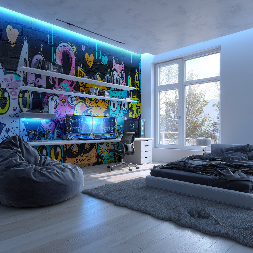 Designtapete Graffiti Katzen