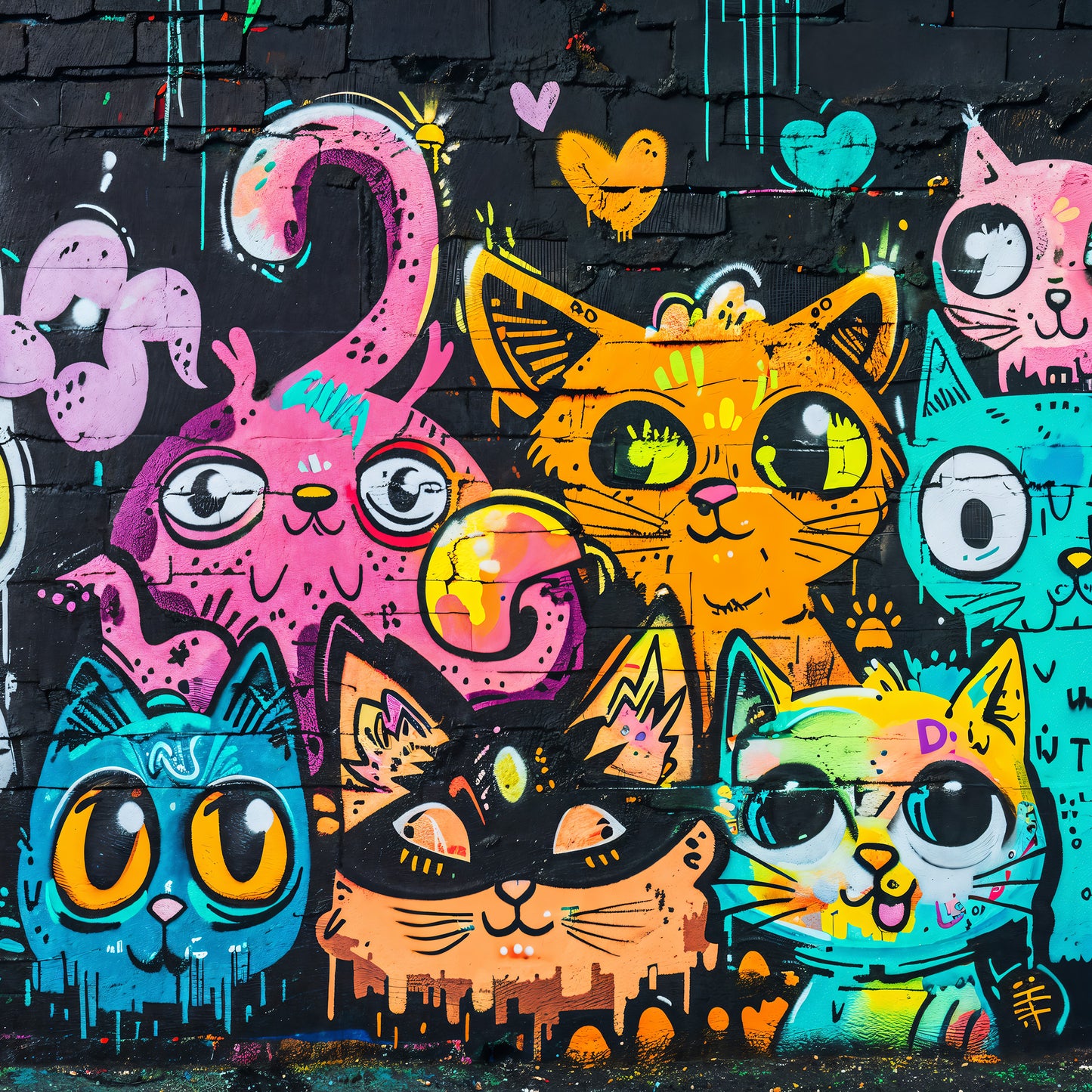 Designtapete Graffiti Katzen