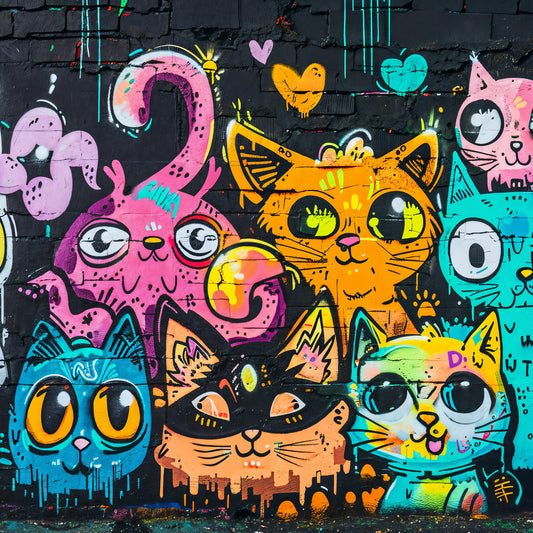 Designtapete Graffiti Katzen