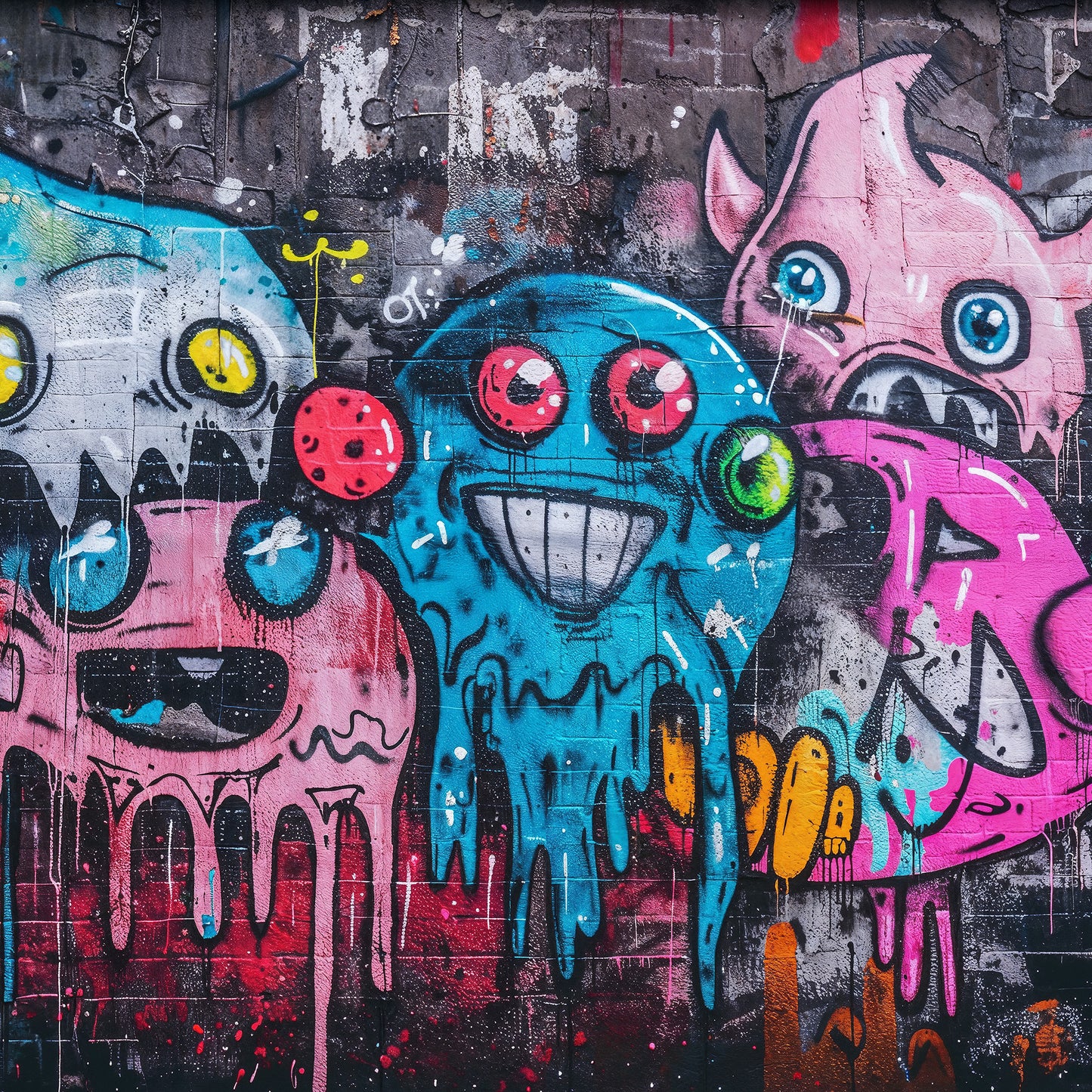 Designtapete Graffiti Monster