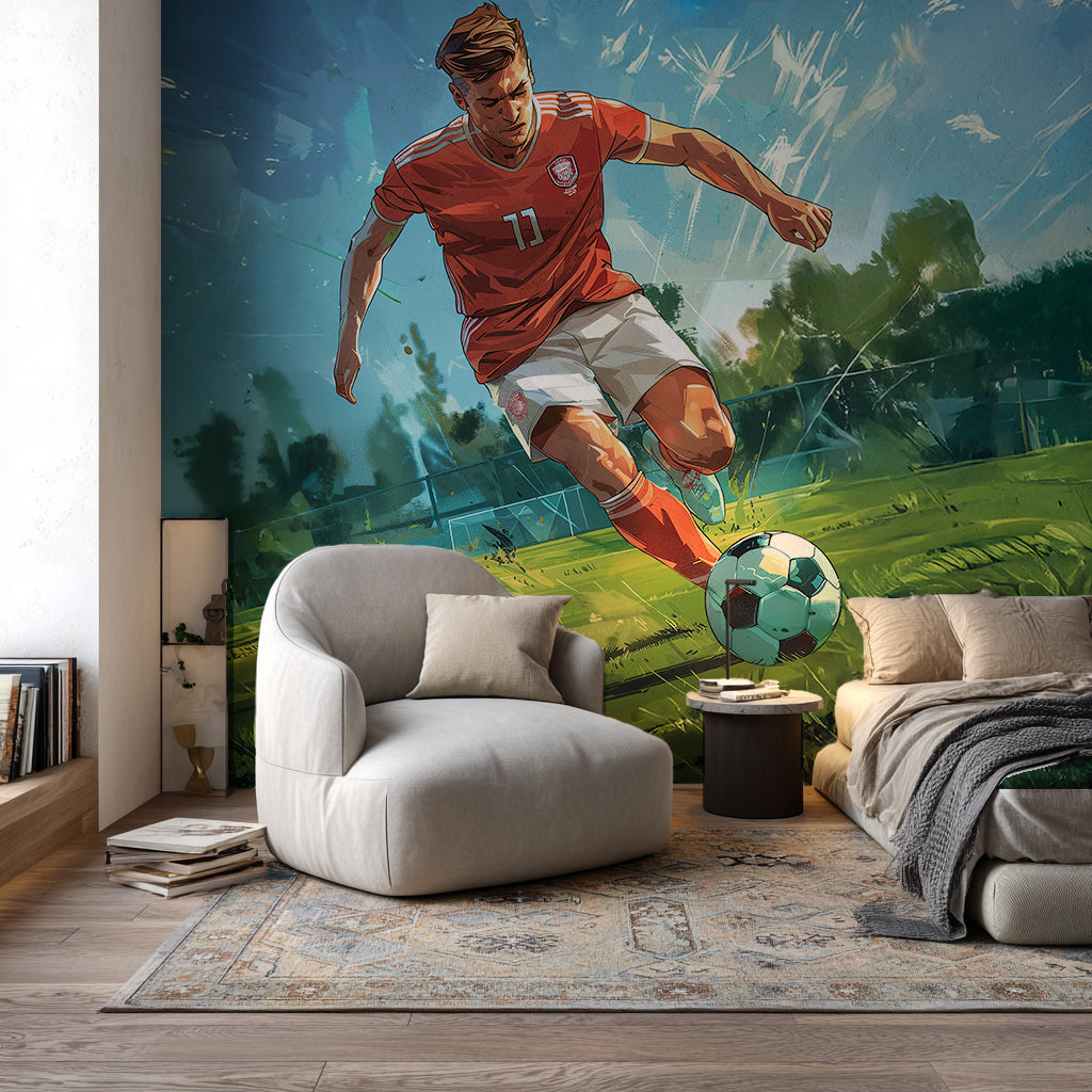 Designtapete Fussball Action