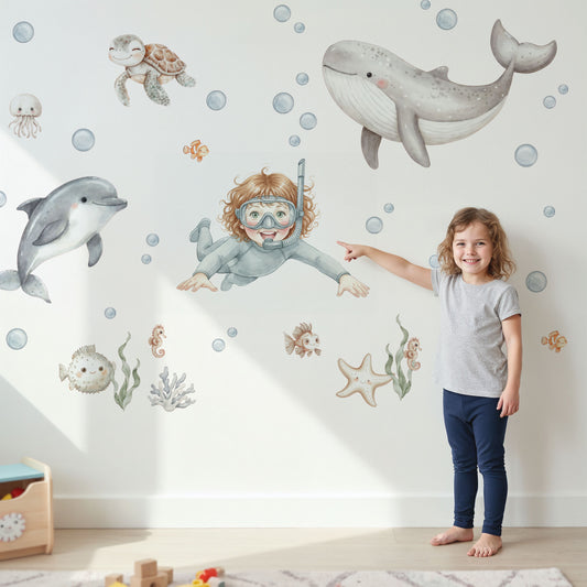 Personalisierte Wandsticker Ocean Friends