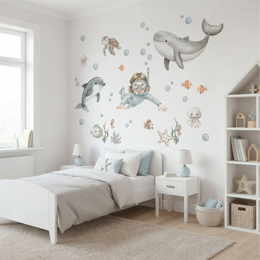 Personalisierte Wandsticker Ocean Friends