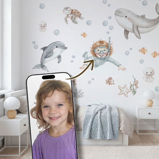 Personalisierte Wandsticker Ocean Friends