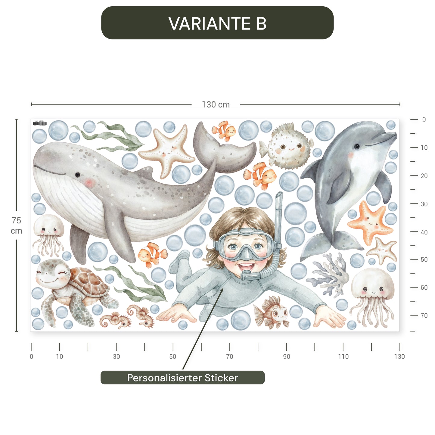 Personalisierte Wandsticker Ocean Friends