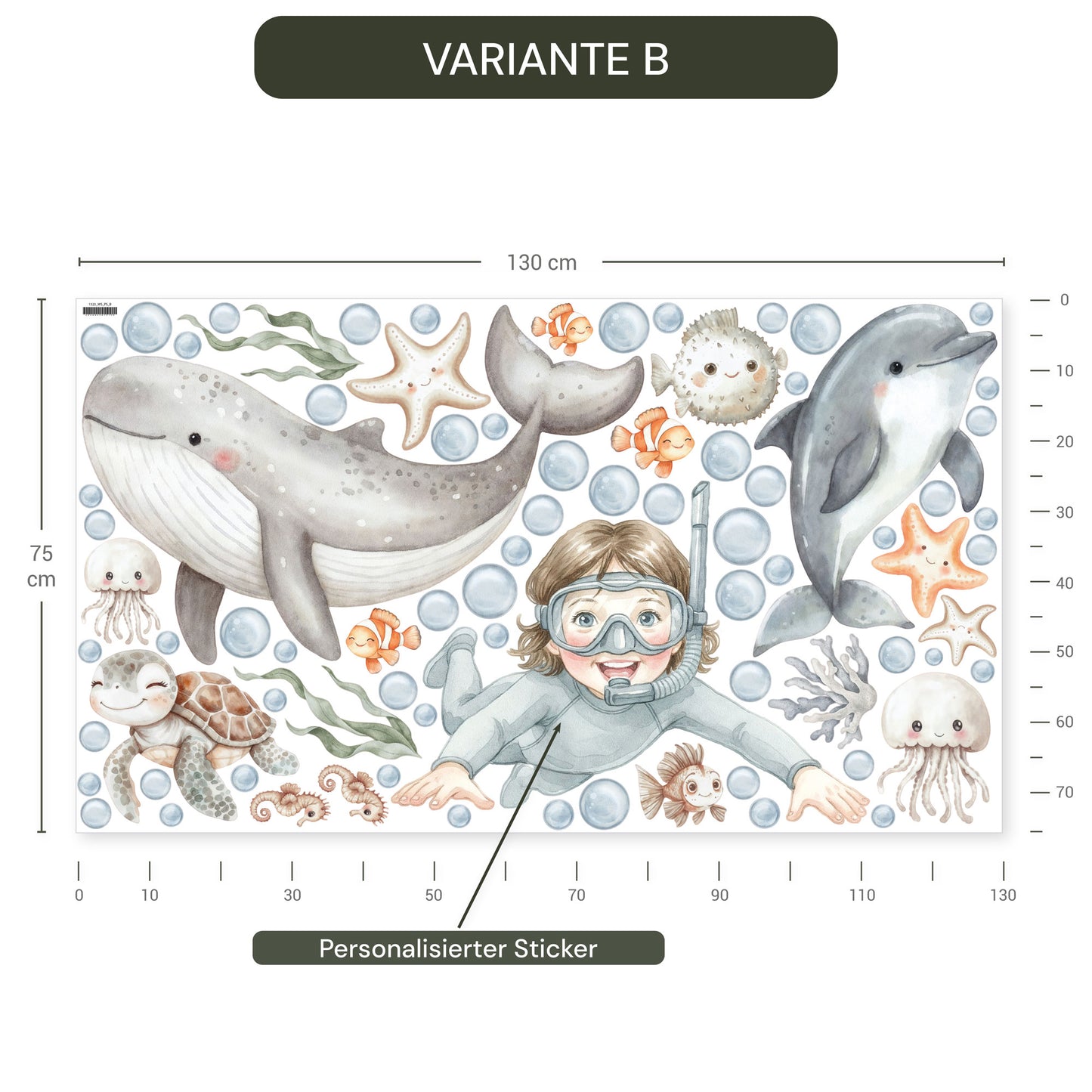 Personalisierte Wandsticker Ocean Friends