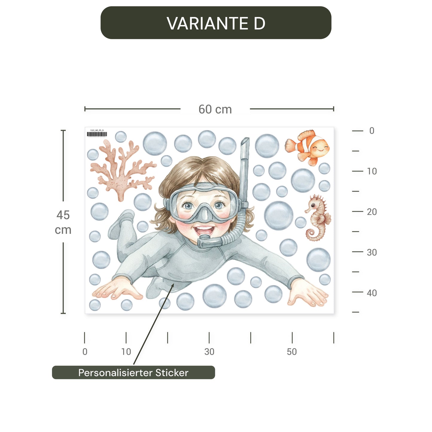 Personalisierte Wandsticker Ocean Friends