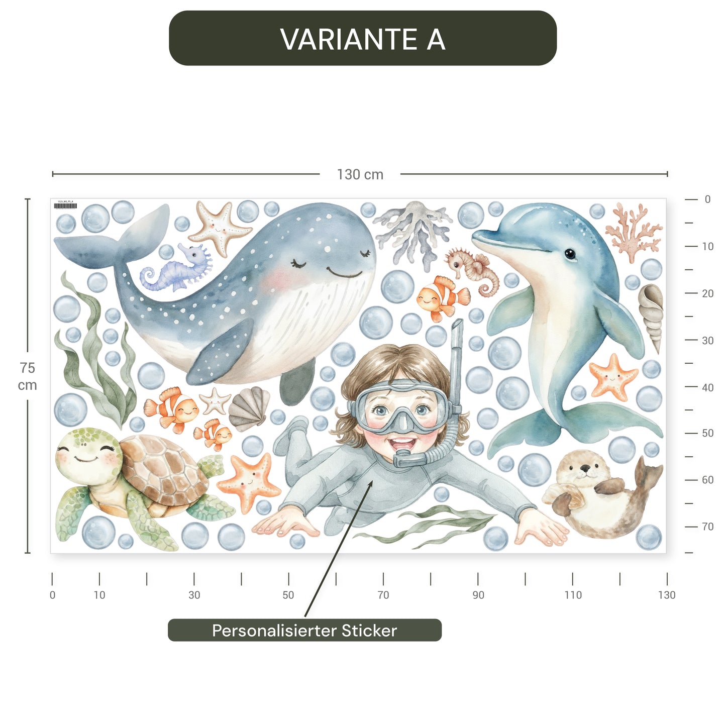 Personalisierte Wandsticker Ocean Friends