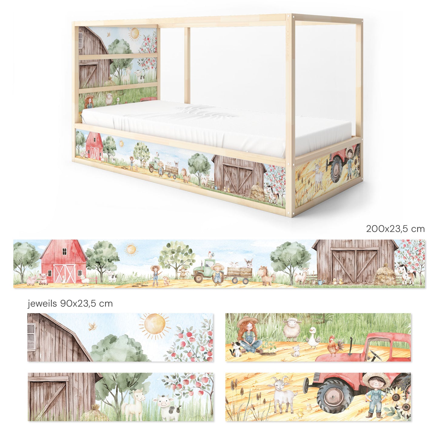 Bettaufkleber Set für IKEA Kura - Bauernhof