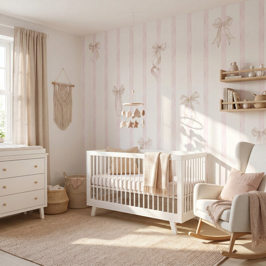 Kinder­tapete Streifen und Schleifen