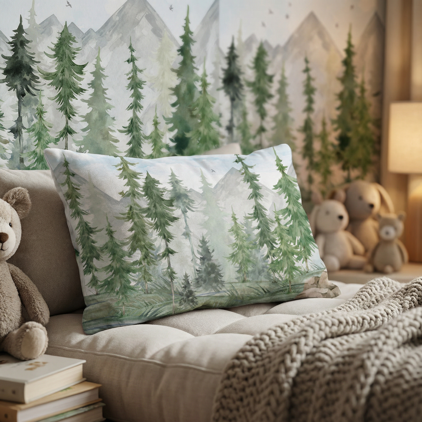 Kissenbezug Tannenwald Aquarell