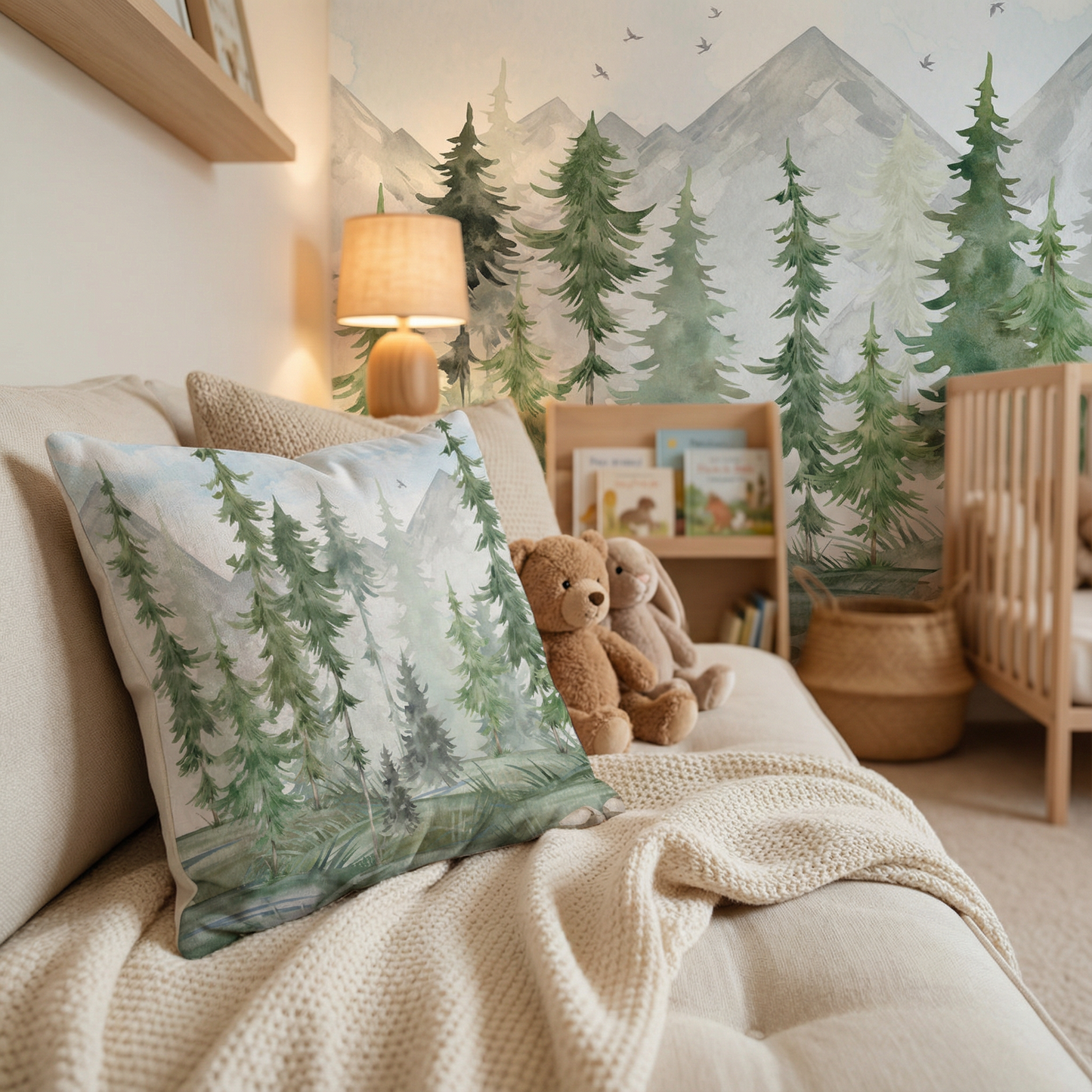 Kissenbezug Tannenwald Aquarell