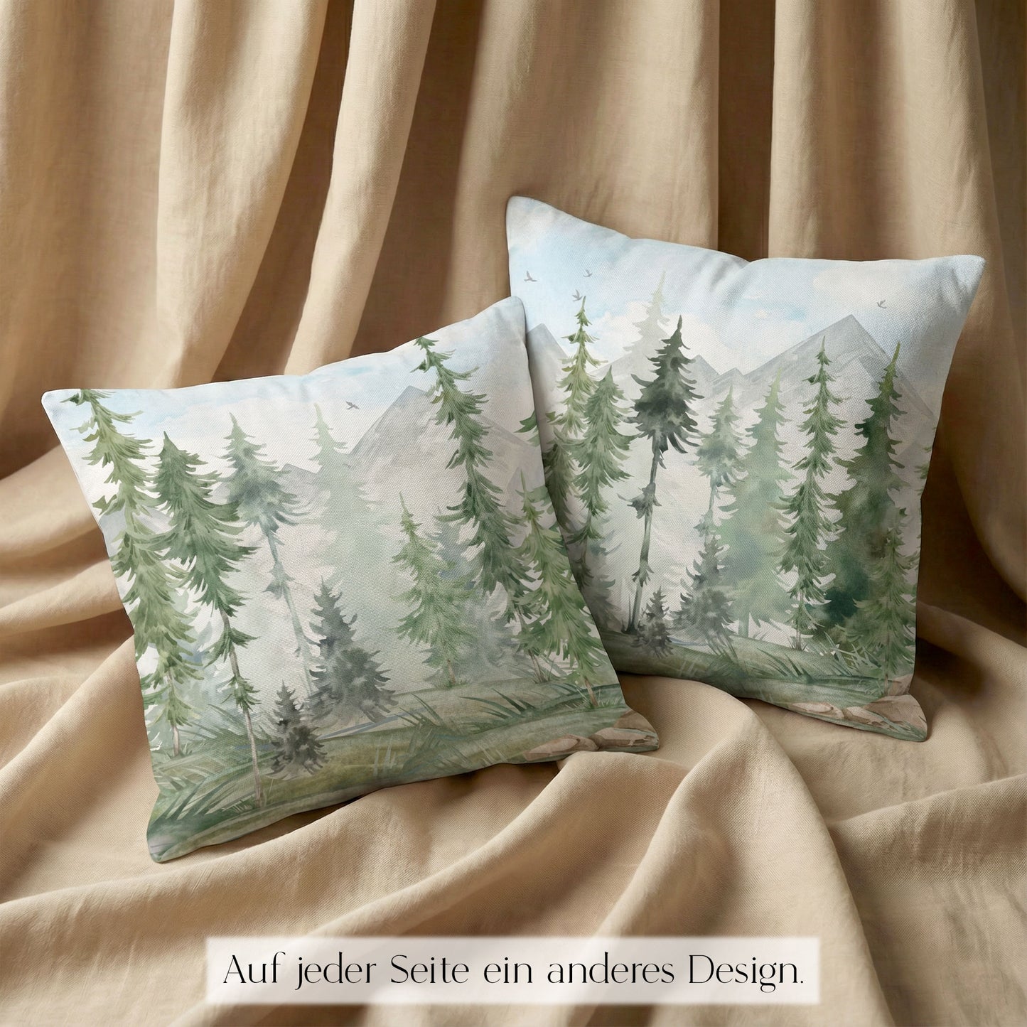 Kissenbezug Tannenwald Aquarell