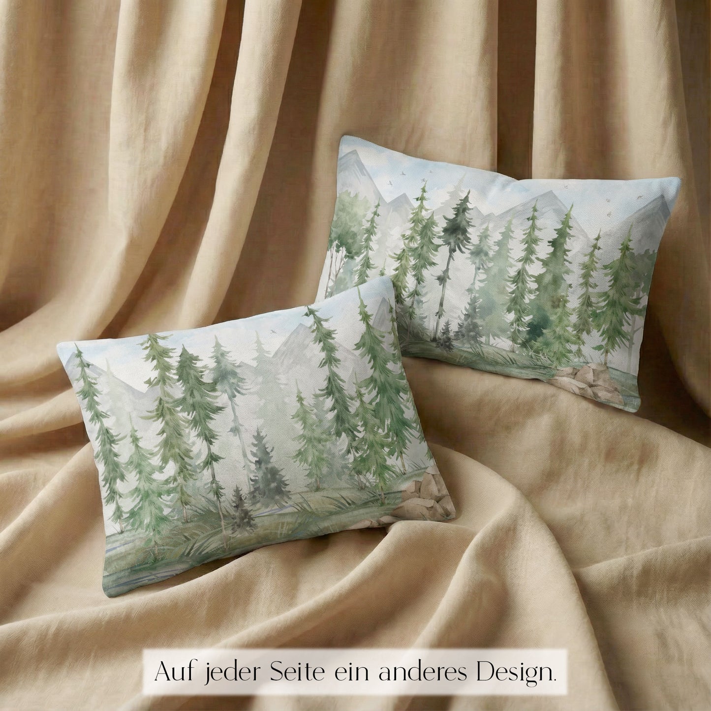 Kissenbezug Tannenwald Aquarell