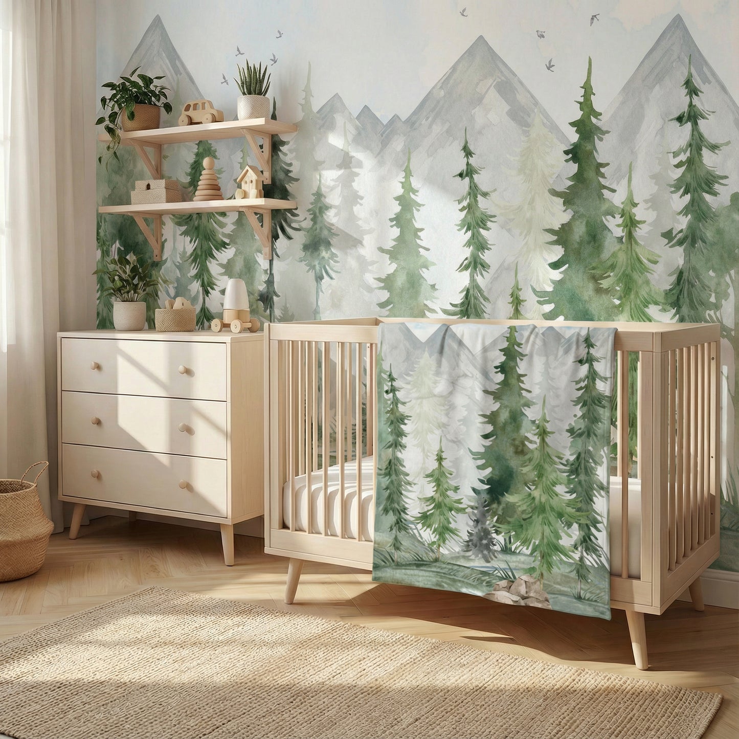 Kuscheldecke Tannenwald Aquarell